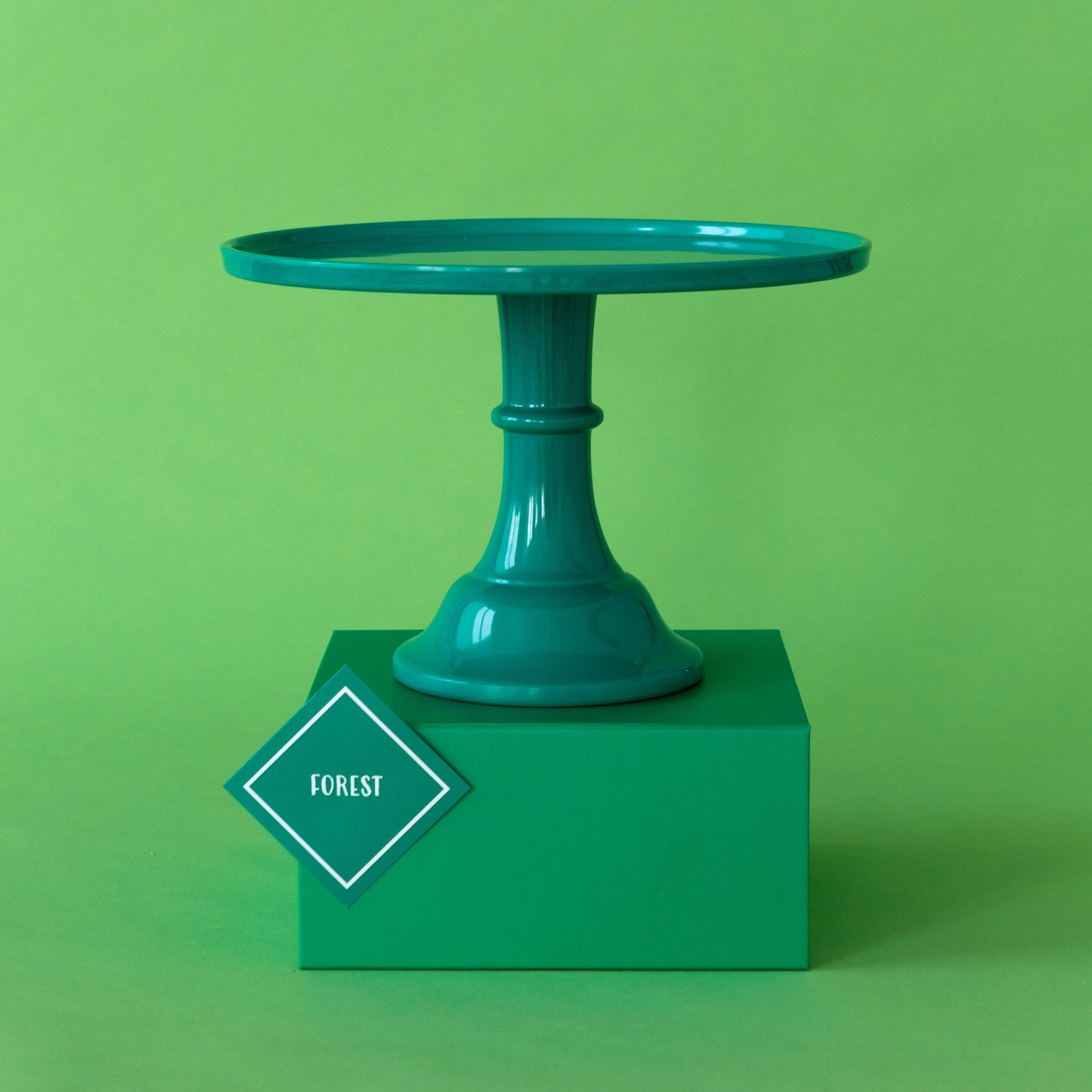 LARGE EMERALD GREEN PEDESTAL MELAMINE CAKE STAND