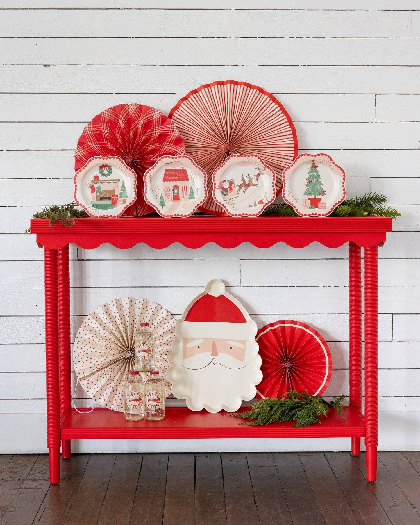 Santa Scenes Bamboo Melamine Plate Set