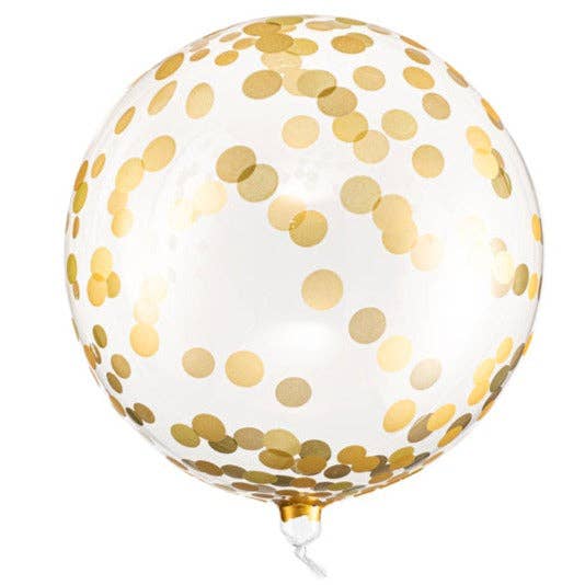 Gold Printed Confetti Bubble Balloon 16 in.