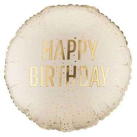 Happy Birthday Cream Round Mylar Balloon 18 in.