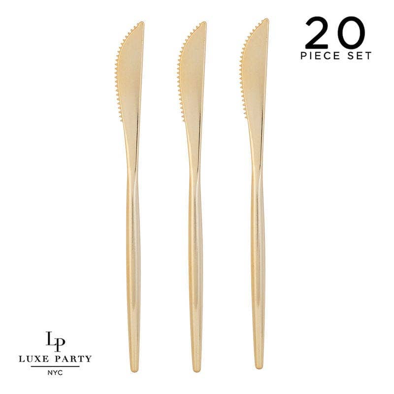 Chic Round Gold Knives | 20 Pieces