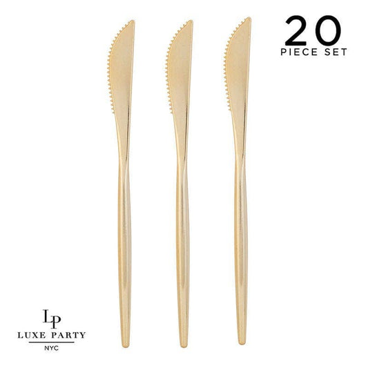 Chic Round Gold Knives | 20 Pieces