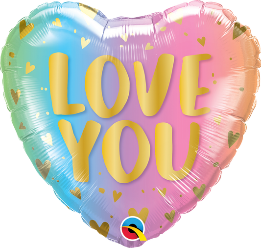 18" Love You Pastel Ombre & Hearts Mylar Balloon