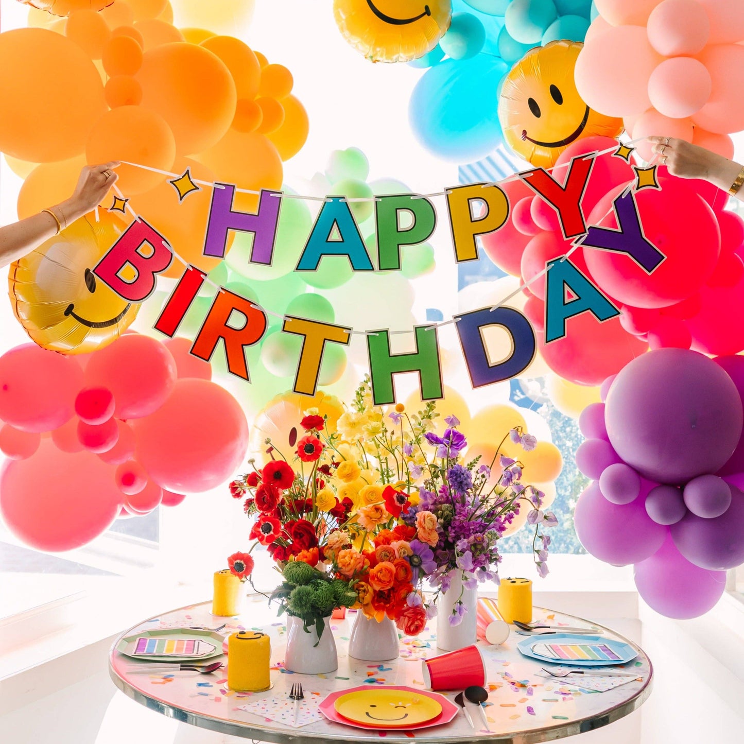 Bonjour Fête - Rainbow Happy Birthday Banner (10 ft)