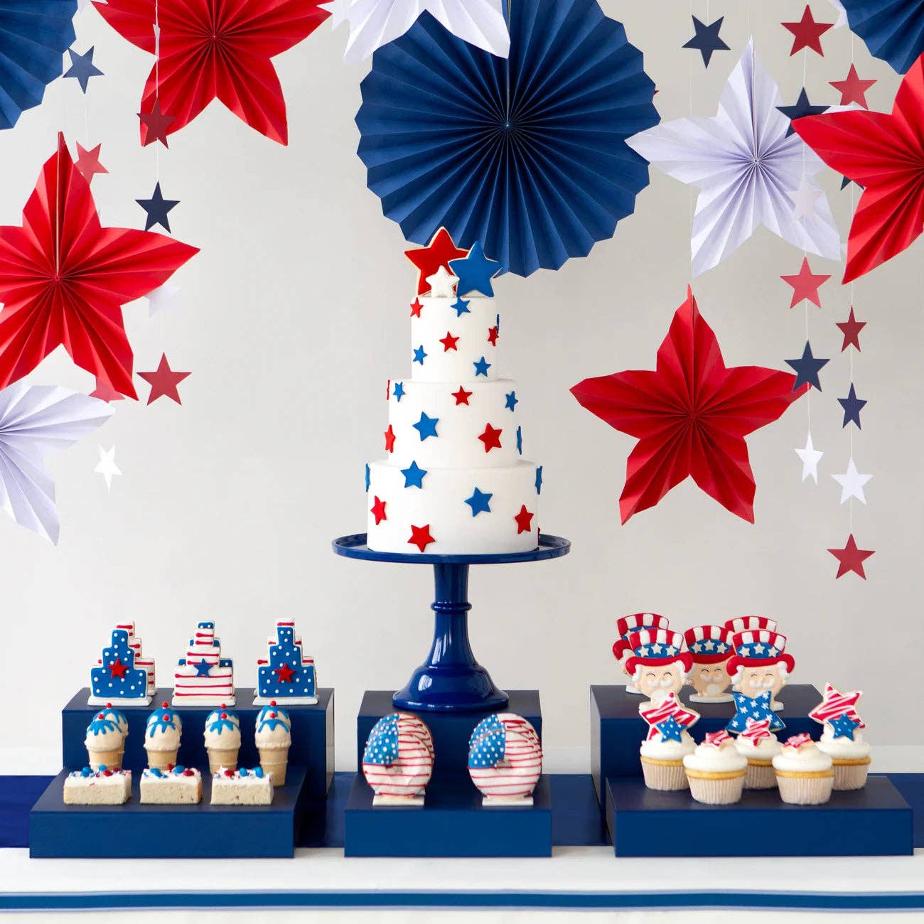 LARGE MIDNIGHT BLUE PEDESTAL MELAMINE CAKE STAND