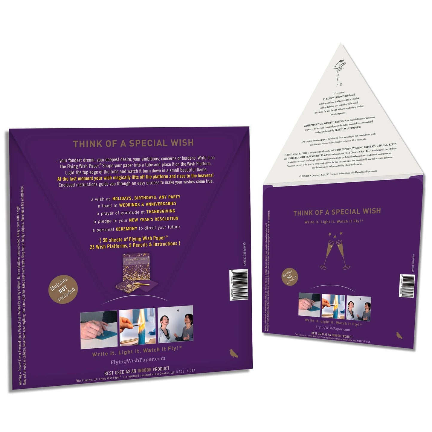 FLYING WISH PAPER® – Manifestation & Intention Ceremony Kits - CHAMPAGNE 50 Wish Paper Kit | Party Favor | Wish Kit