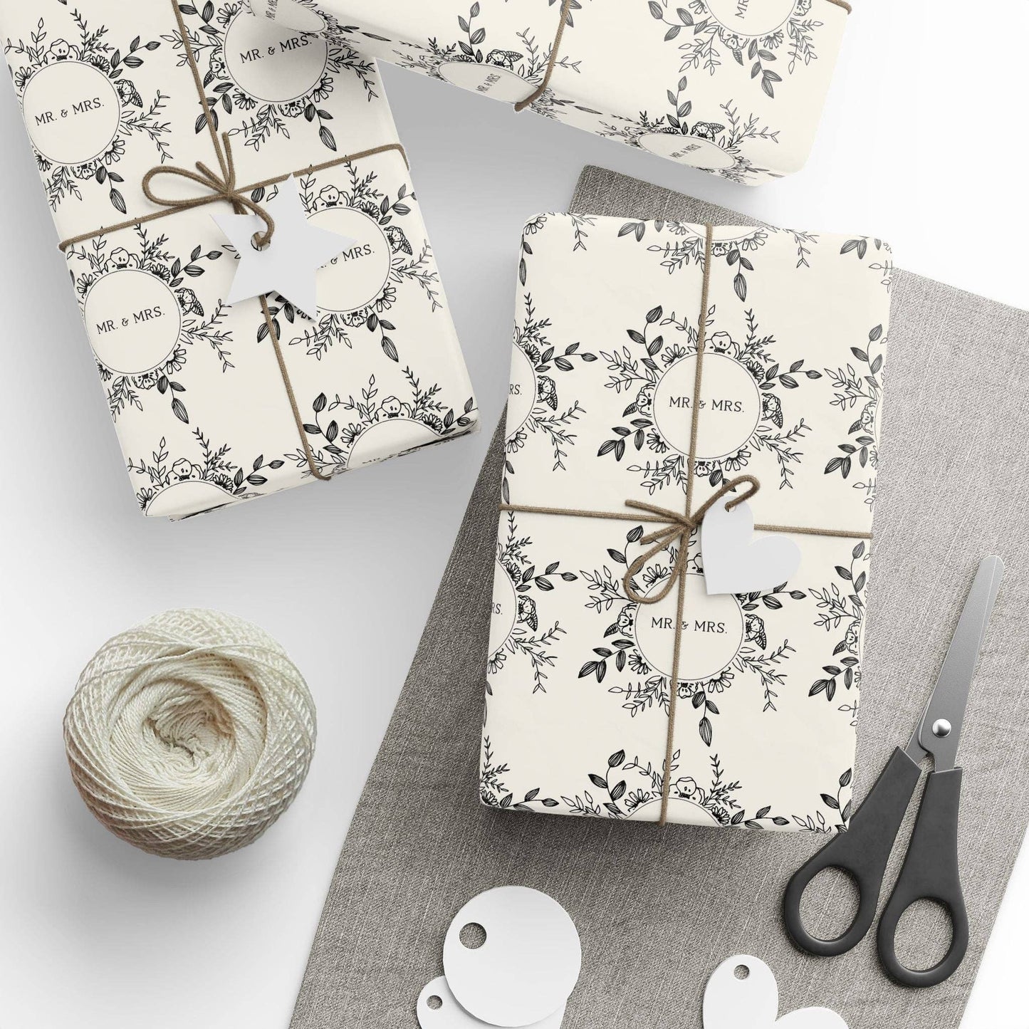 Mr. & Mrs. Black and White Wrapping Papers: Glossy / 30" x 36"