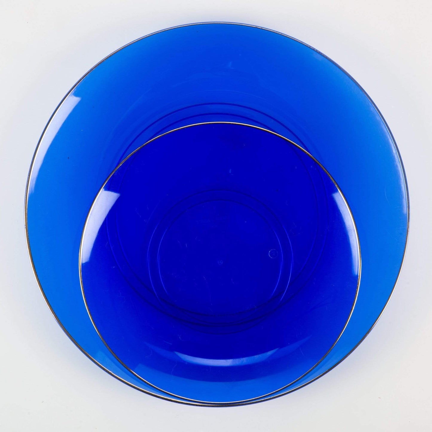 Luxe Party - Round Transparent Bartenura Blue  • Gold Plastic Plates | 10: 10.25" Dinner Plates