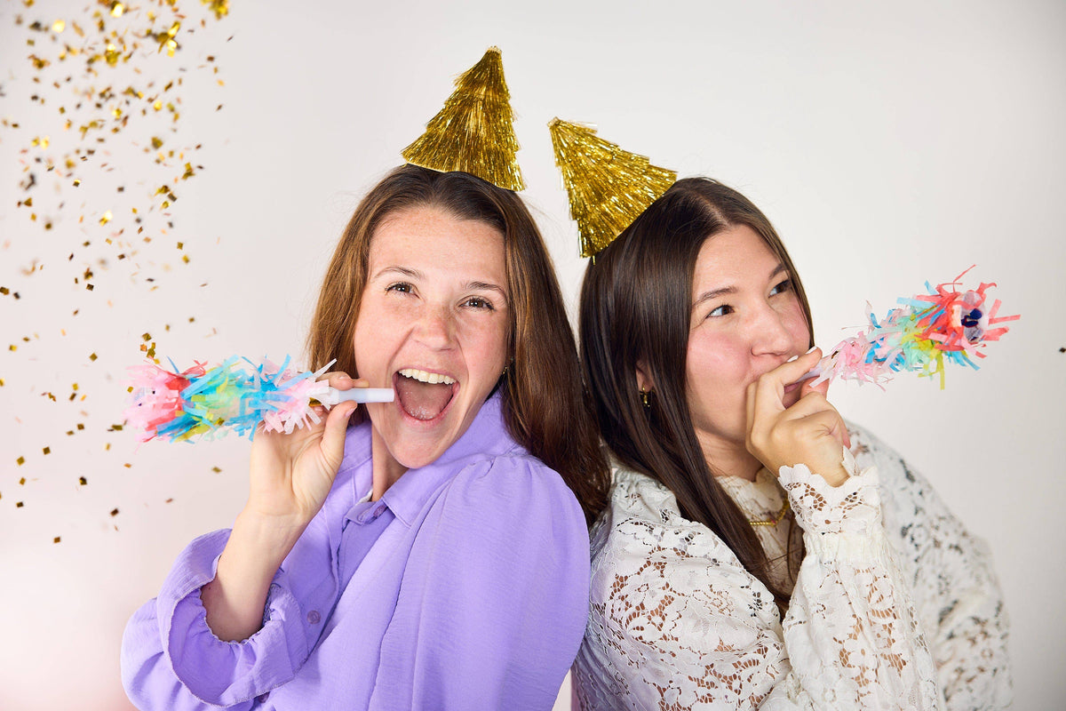 Confetti Burst Fringe Party Blowers (6 ct)