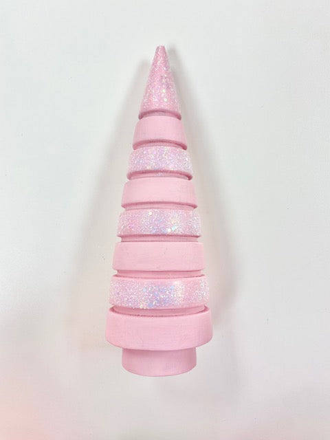 Pink Wooden Christmas tree 12"