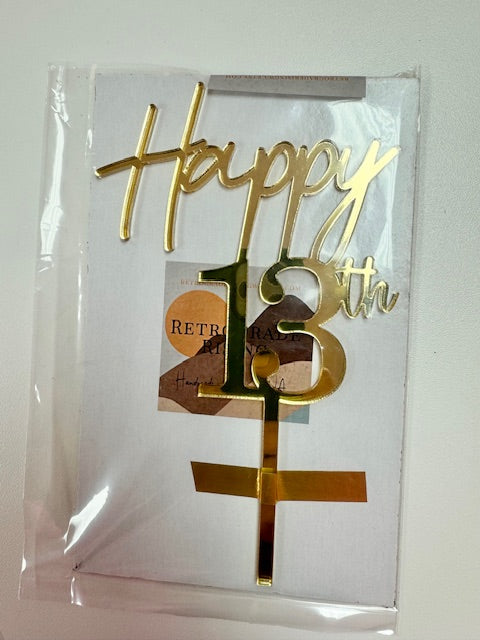 Happy 13th gold acrylic Cake topper