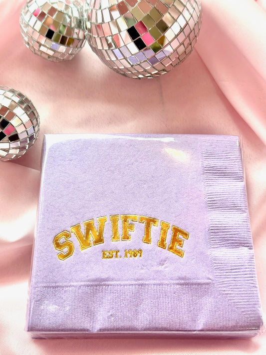 Lavender Swiftie Beverage Napkins with Gold Metallic Foil Ink