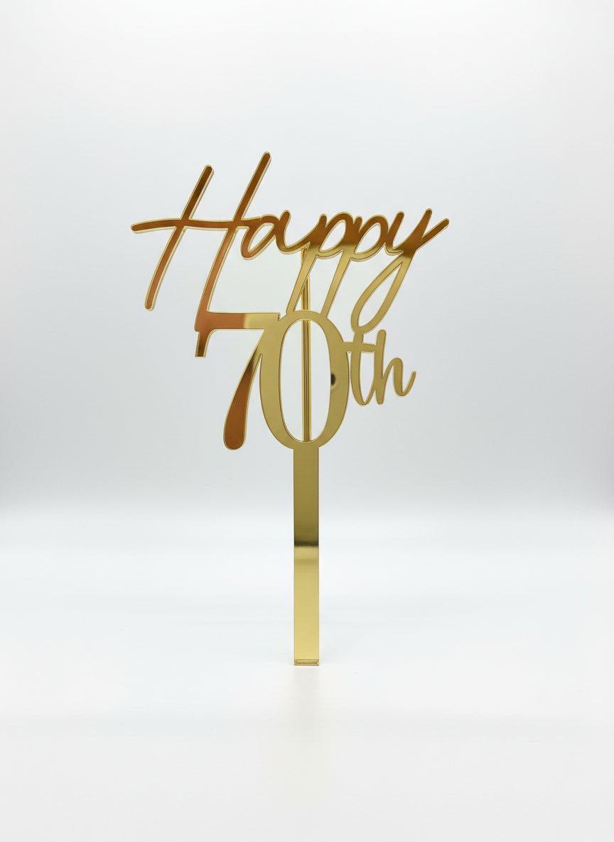 Acrylic Gold 70th Birthday - Cake Topper