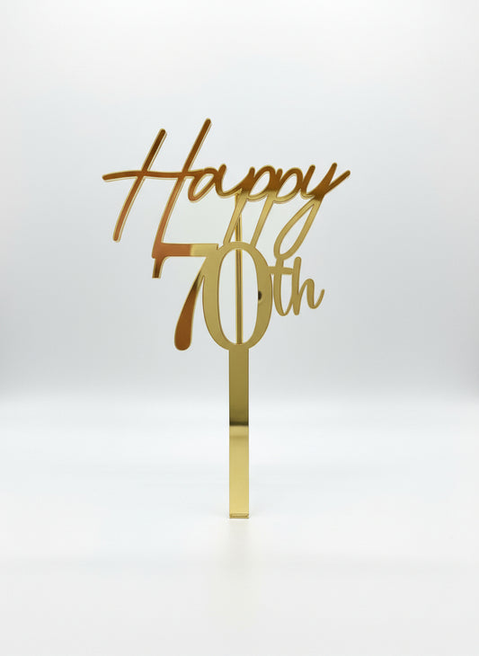Acrylic Gold 70th Birthday - Cake Topper
