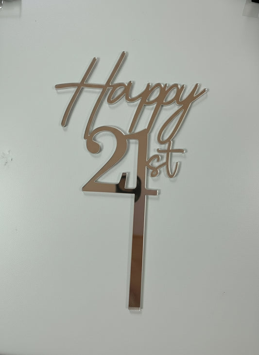 Acrylic Silver 21st Birthday- Cake Topper