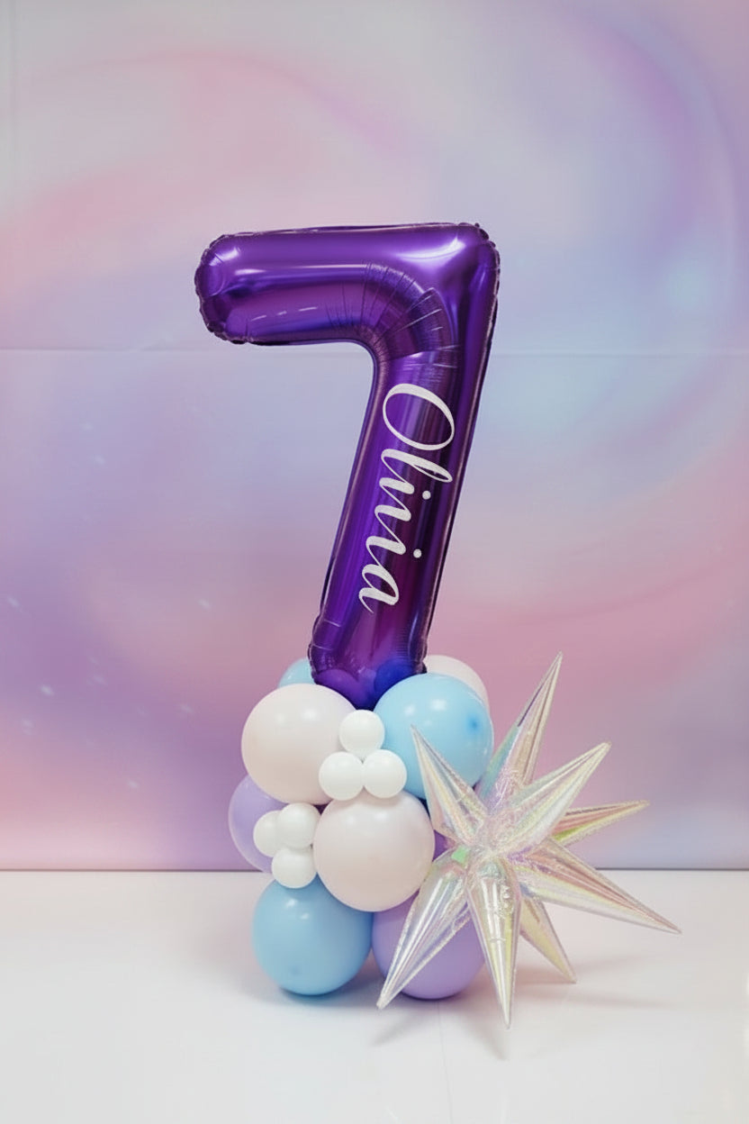 Custom Iridescent Starburst Number Balloon