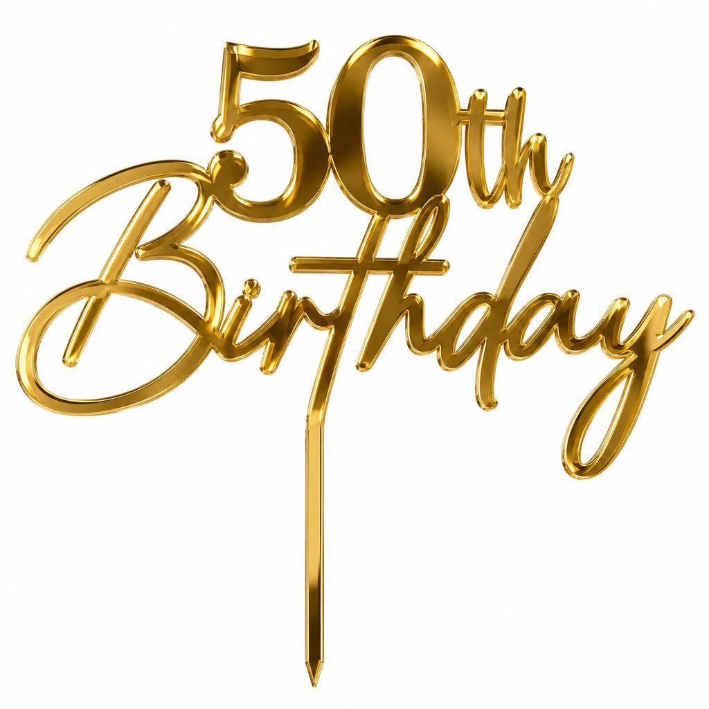 Acrylic 50th Birthday Cake Topper - Gold