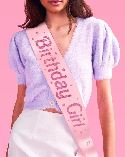 Pink Birthday Girl Sash, Party Accessory