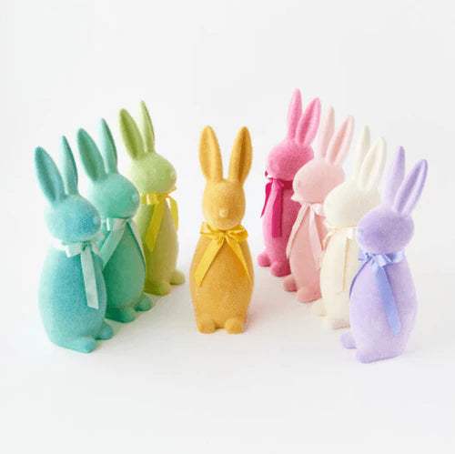 Flocked Pastel Button Nose Bunny, Small , 6"