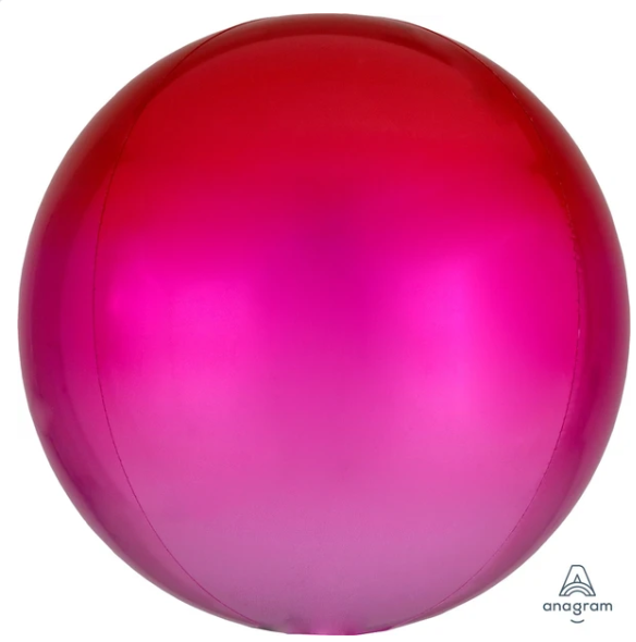 16" Orbz Ombre Red & Pink Mylar Balloon