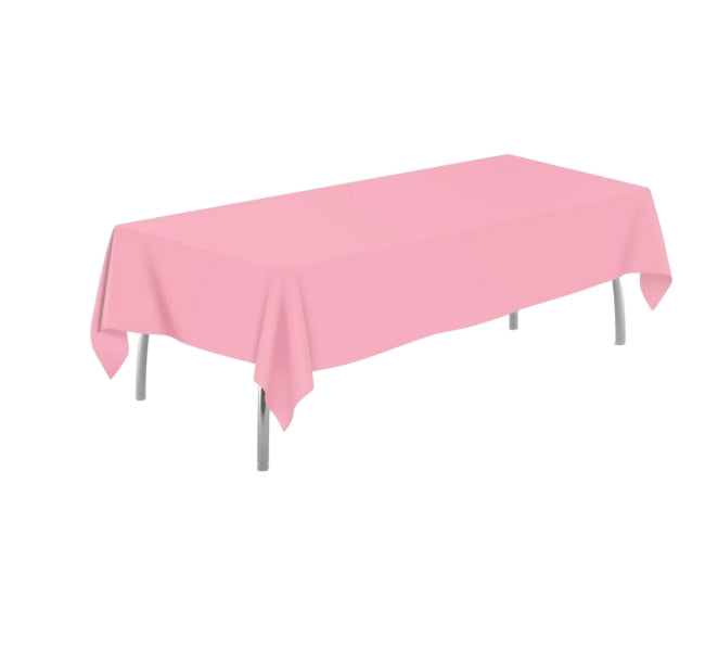54" x 108" Pink Rectangular Plastic Tablecloth - 1 pc