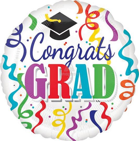 Congrats Grad Streamers 18" Mylar Balloon