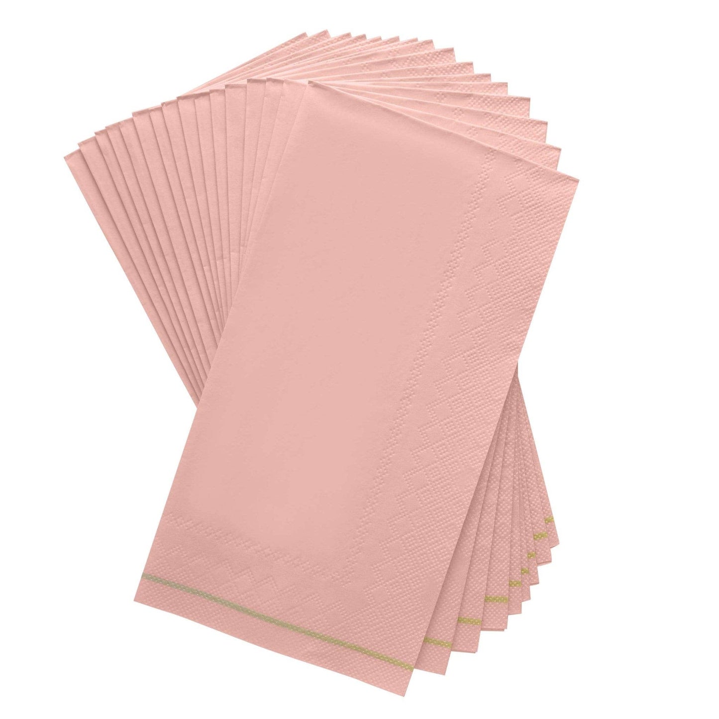 Luxe Party - Coral with Gold Stripe Guest Paper Napkins | 16 Napkins: 16 Dinner Napkins - 4.25" x 7.75"