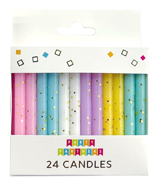 Pastel Gold Glitter 24 Candles Set