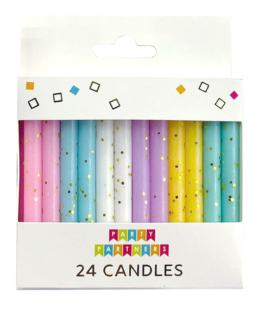 Pastel Gold Glitter 24 Candles Set
