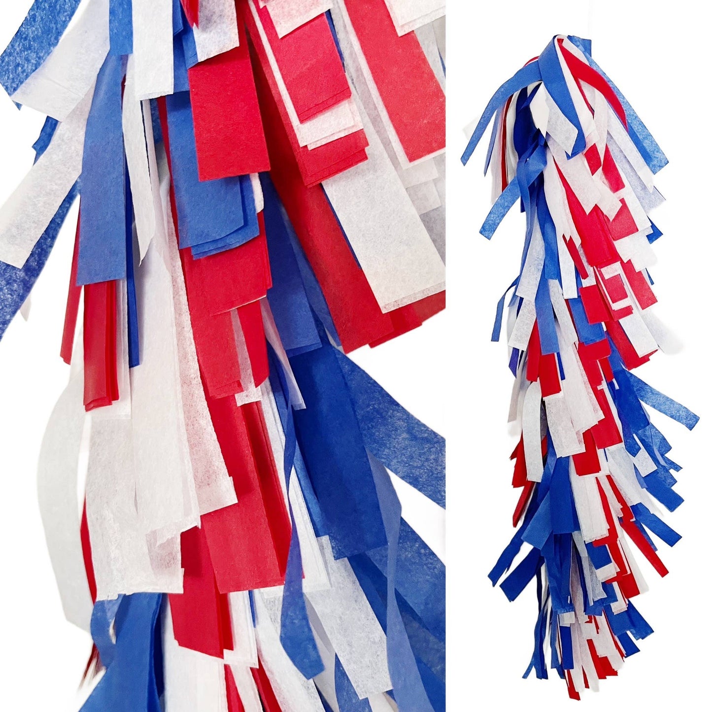 Fringed Tissue Balloon Tassel (Multicolored): Red/white/blue