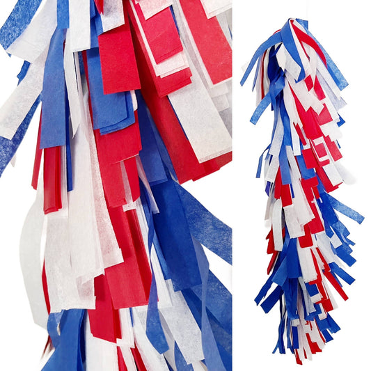 Fringed Tissue Balloon Tassel (Multicolored): Red/white/blue