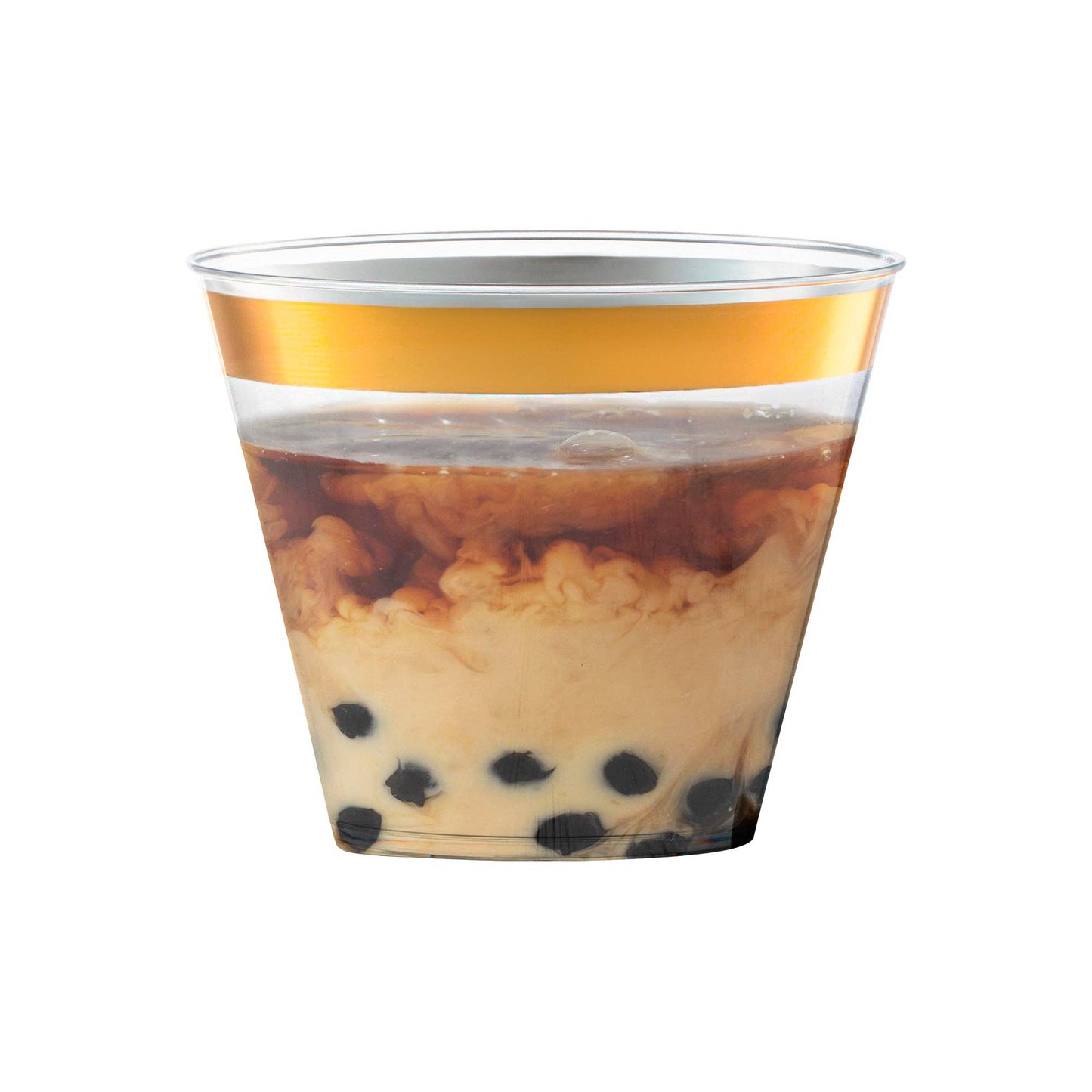 Smarty had a Party - 9 oz. Clear w/ Metallic Gold Rim Round Plastic Cups - 20 pcs