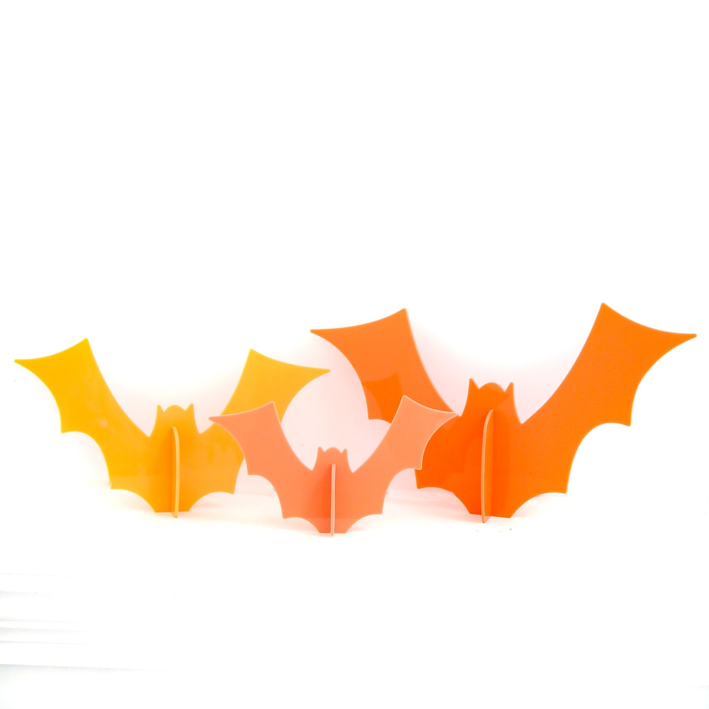 Orange Set Opaque Acrylic Bat Decorations