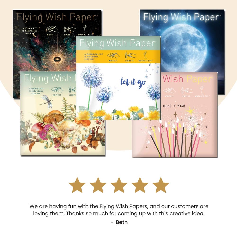 FLYING WISH PAPER® – Manifestation & Intention Ceremony Kits - CHAMPAGNE 50 Wish Paper Kit | Party Favor | Wish Kit