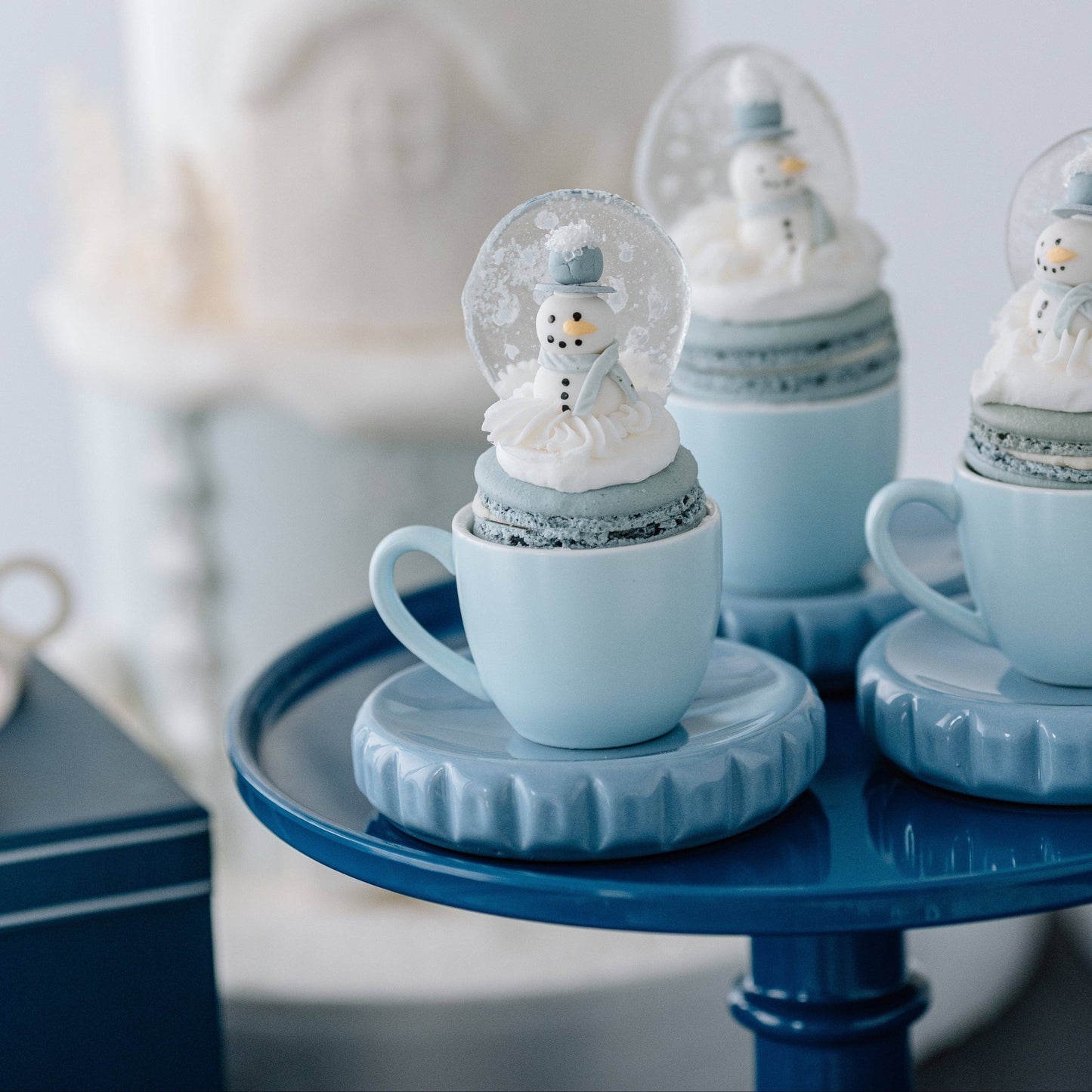 LARGE MIDNIGHT BLUE PEDESTAL MELAMINE CAKE STAND