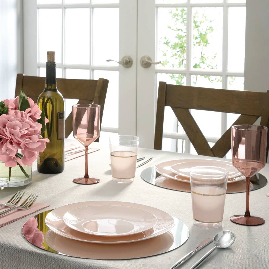 Round Blush • Silver Plastic Plates | 10 Pack: 10 Plastic Plates / 7.25" Appetizer Plates