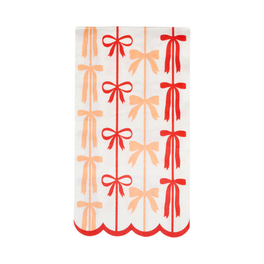 Red and Pink Bow Stripes Dinner Napkin