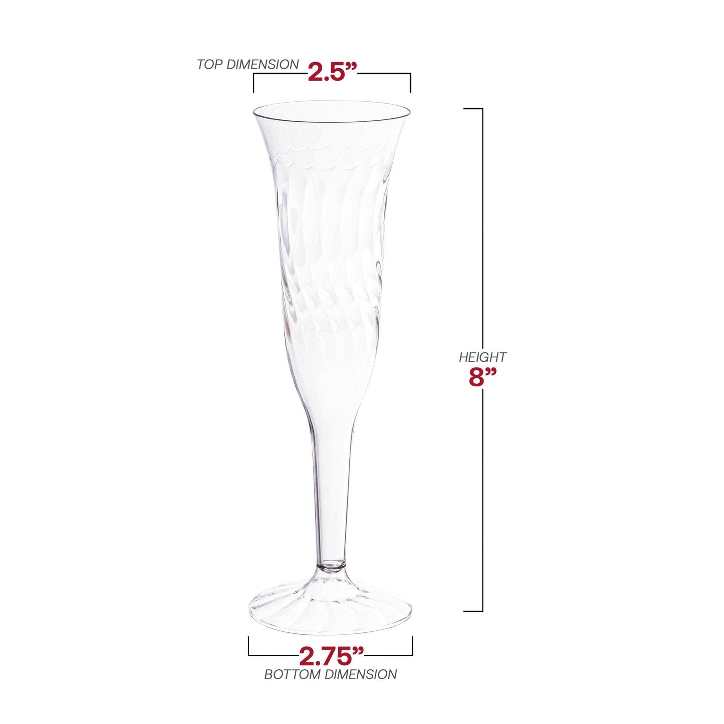 5 oz. Clear Plastic Champagne Flutes - 8 in each pack