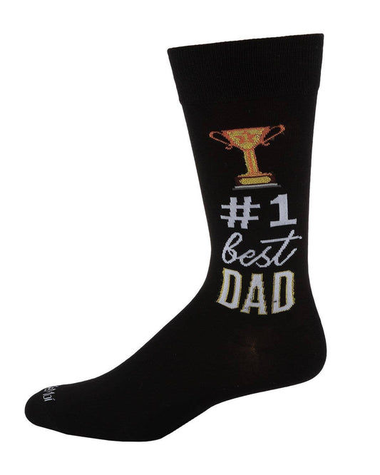 MeMoi #1 Dad Mens Bamboo Crew Sock: 10 13 / Black