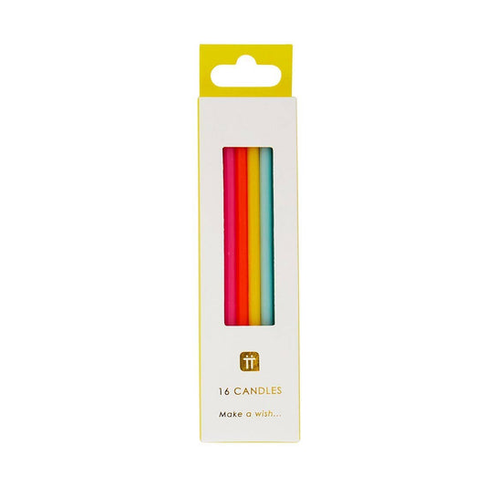 Tall Rainbow Birthday Candles - 16 Pack SALE