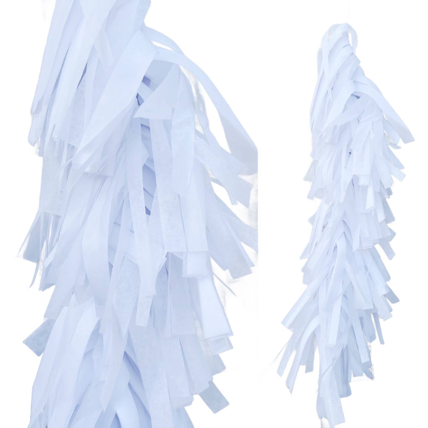 Fringed Tissue Balloon Tassel ( Solid Colors): White