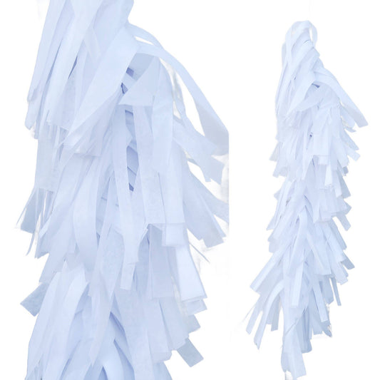 Fringed Tissue Balloon Tassel ( Solid Colors): White