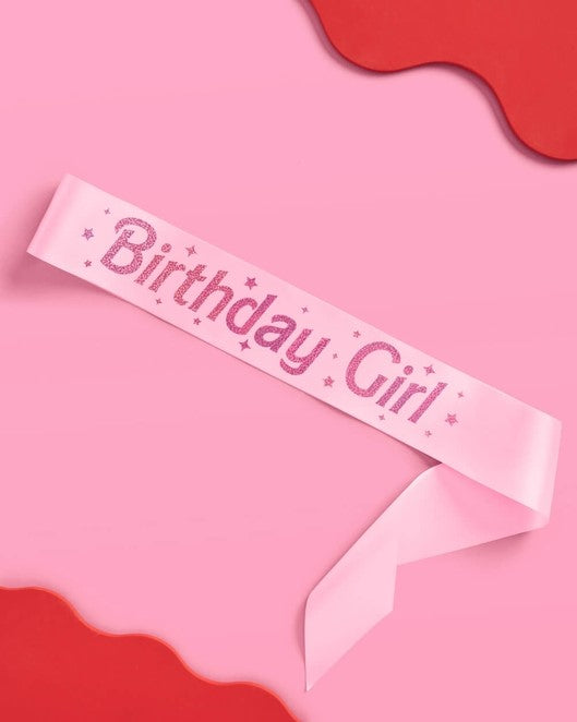 Pink Birthday Girl Sash, Party Accessory