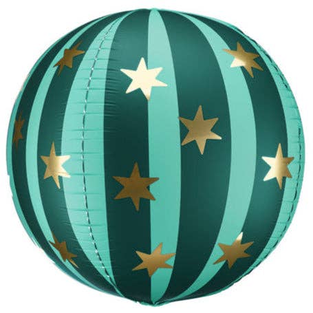 Green Starry Ball Foil Orb Balloon 16 in.