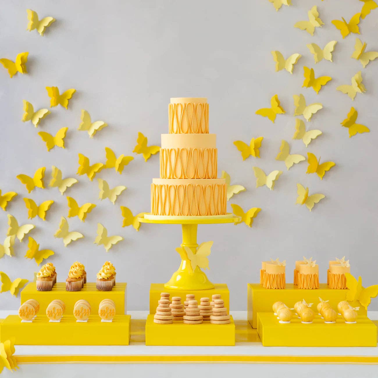 LARGE YELLOW PEDESTAL MELAMINE CAKE STAND