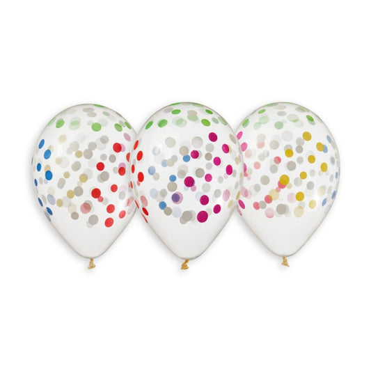 Clear Multi Confetti Print Latex Balloon