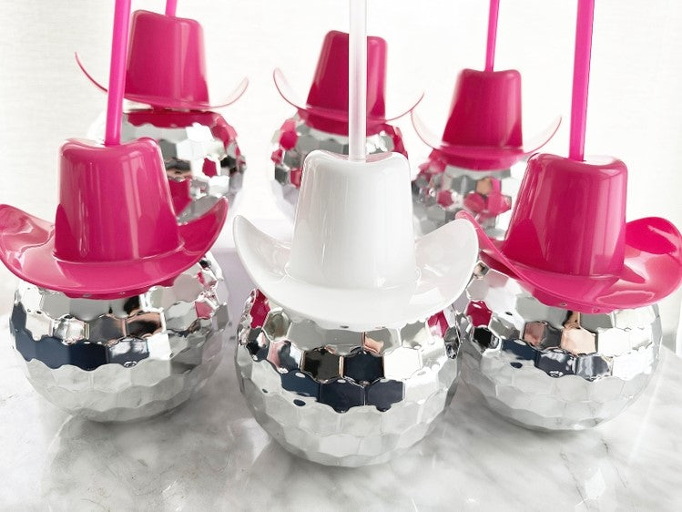 Disco Ball Cups - Cowboy Cups  (Dark Pink)