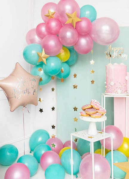 Happy Birthday Light Powder Pink Star Mylar Balloon 18 in.