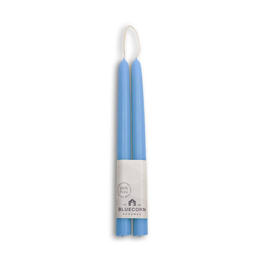 Bluecorn Candles - Beeswax Taper Candles  Dripless & Handmade: Sky Blue / 10"