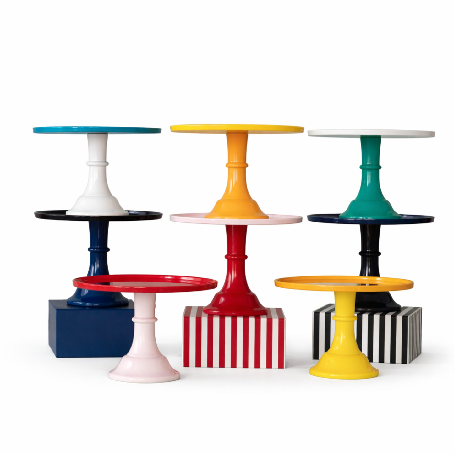 LARGE YELLOW PEDESTAL MELAMINE CAKE STAND